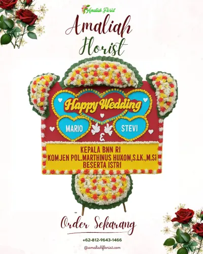 Karangan Papan Bunga Pernikahan di Campursari